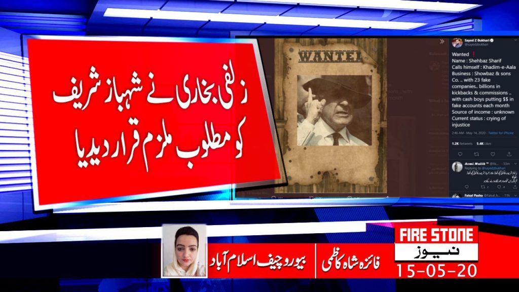 زلفی بخاری نے شہباز شریف کو مطلوب ملزم قرار دیدیا