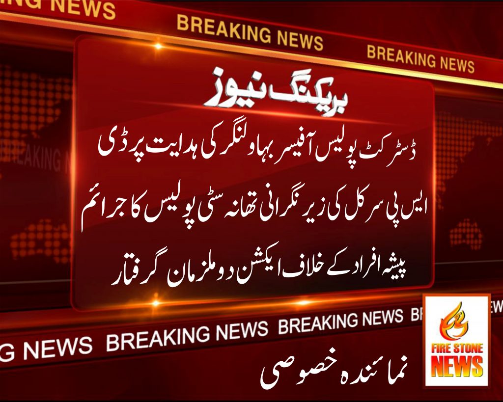 ڈسٹرکٹ پولیس آفیسر بہاولنگر کی ہدایت پر ڈی ایس پی سرکل کی زیر نگرانی تھانہ سٹی پولیس کا جرائم پیشہ افراد کے خلاف ایکشن دو ملزمان گرفتار