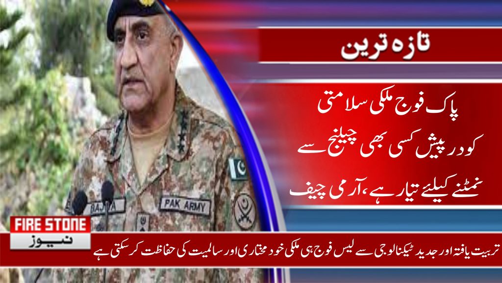 پاک فوج ملکی سلامتی کو درپیش کسی بھی چیلنج سے نمٹنےکیلئے تیار ہے، آرمی چیف